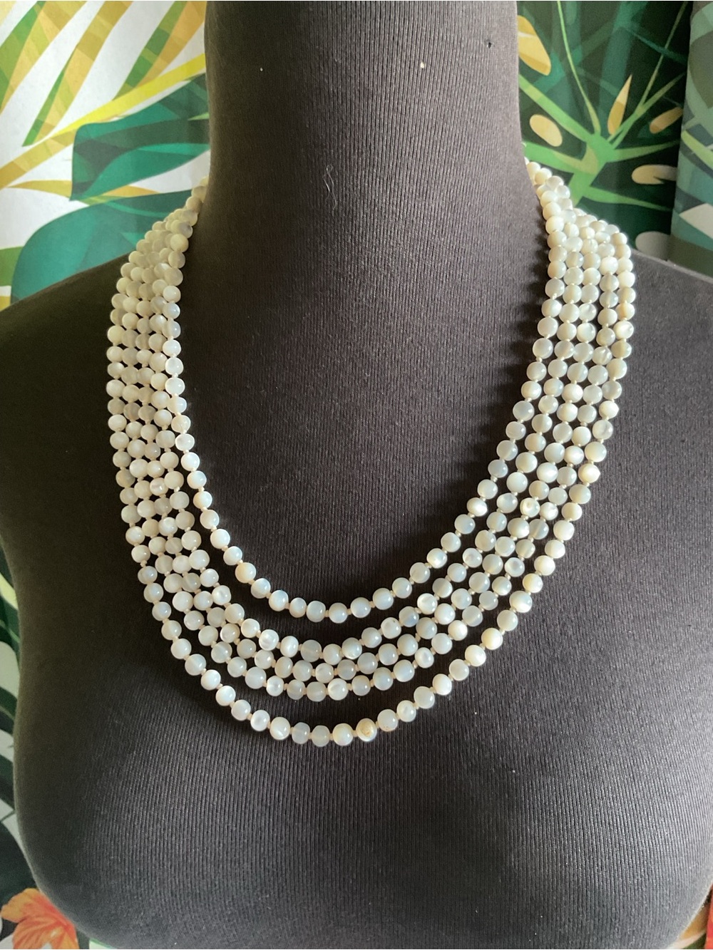 Vintage Vogue Multi-Strand mother of pearl Beaded Necklace - Elegant